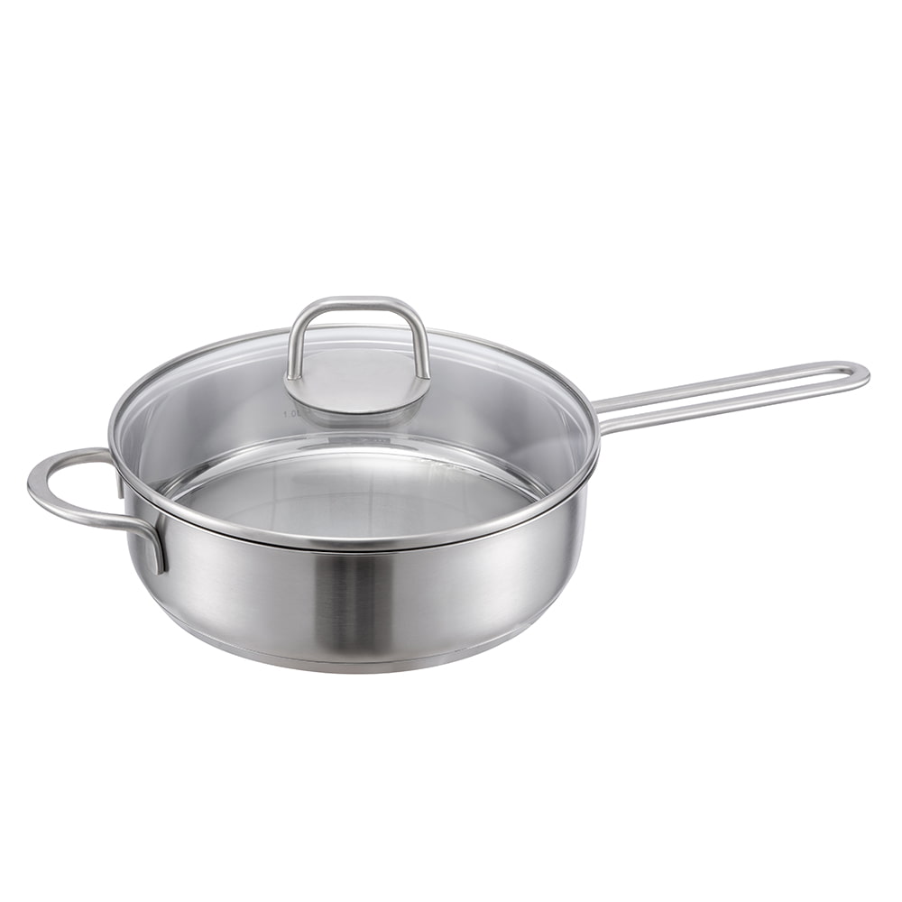 ماهیتابه دسته جانبی 24*7 سانتی متر و دسته بلند با درب شیشه ای JY-2407NP