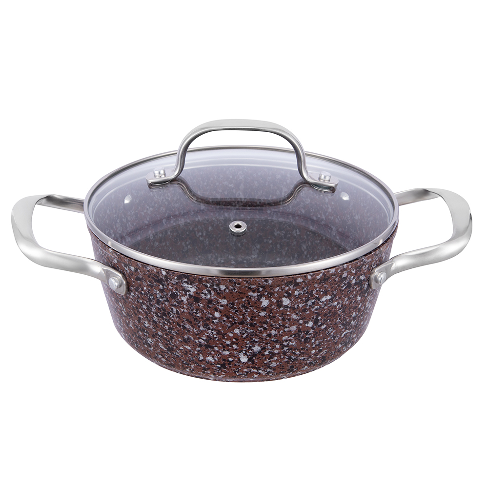 گلدان آلومینیومی نچسب با روکش گرانیت 20*8.5 سانتی متر با درب شیشه ای JY-HGYG-1-2085